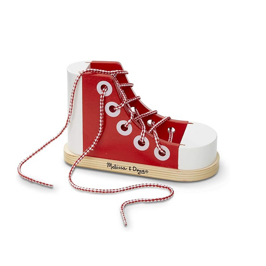 AA-139$-Deluxe Wood Lacing Sneaker - Learn to Tie a Shoe Educational Toy - Shoe Tying Practice For Kids