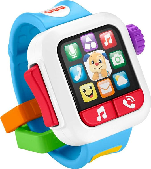 AA-179$-Fisher-Price Baby to Toddler Toy Laugh & Learn Time to Learn Smartwatch with Lights & Music for Pretend Play Infants