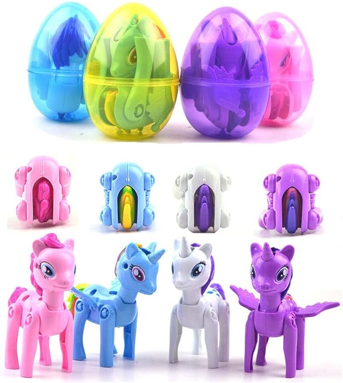 AA-159$-4 Pack Jumbo Unicorn Deformation Easter Eggs with Toys Inside for Kids