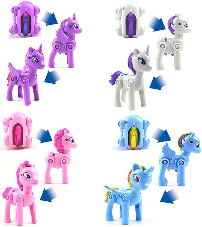 AA-159$-4 Pack Jumbo Unicorn Deformation Easter Eggs with Toys Inside for Kids