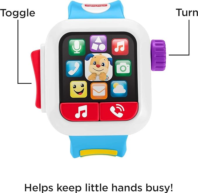 AA-179$-Fisher-Price Baby to Toddler Toy Laugh & Learn Time to Learn Smartwatch with Lights & Music for Pretend Play Infants