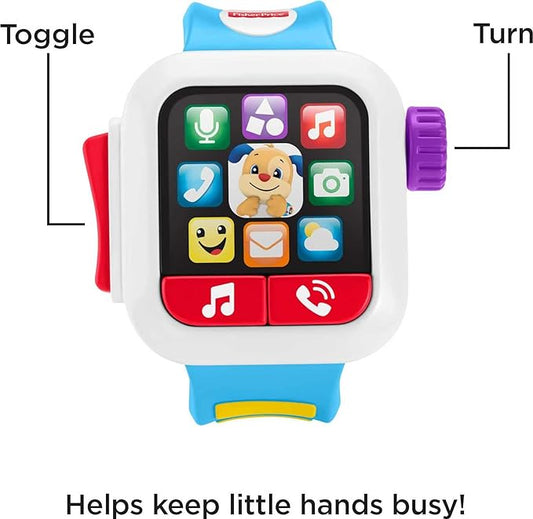 AA-179$-Fisher-Price Baby to Toddler Toy Laugh & Learn Time to Learn Smartwatch with Lights & Music for Pretend Play Infants