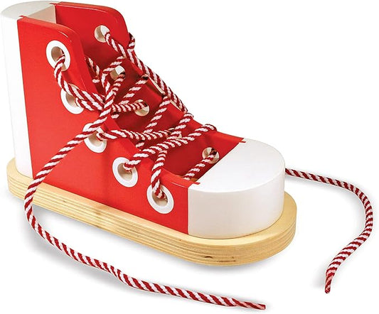 AA-139$-Deluxe Wood Lacing Sneaker - Learn to Tie a Shoe Educational Toy - Shoe Tying Practice For Kids
