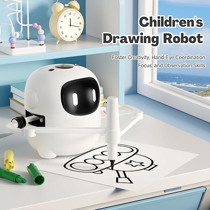 1053$-Drawing Robot for Kids with 150 Cards, Voice Interactive Educational Drawing Machine, Montessori Painting Learning Toys for 3 4 5 6 7 8 Year Old Boys Girls Birthday Party