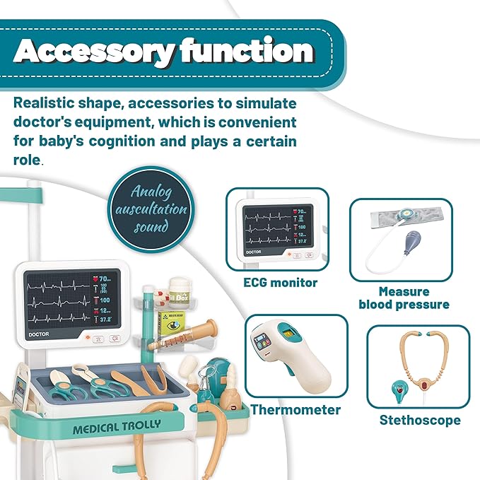 Debbie-3-Deluxe Doctor Kit for Kids - 26 Piece Pretend Medical Station Toy Set with Play Stethoscope and Medical Instruments - Perfect Role Play Gift for Toddlers and Young Children