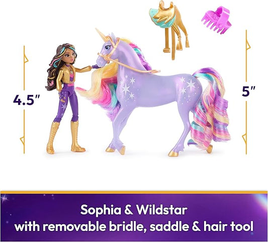 Debbie-466-Unicorn Academy, Sophia & Wildstar with 2 Accessories & Hair Tool