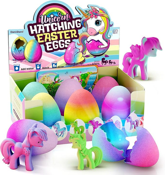 AA-129$/149$-Unicorn Hatching Surprise Easter Eggs for Kids - 6 Pack - Grows 600% - Unicorn Toys for Girls Age 3-8 - Birthday Gift Ideas and Party Favors for 3+ Year Old Girl
