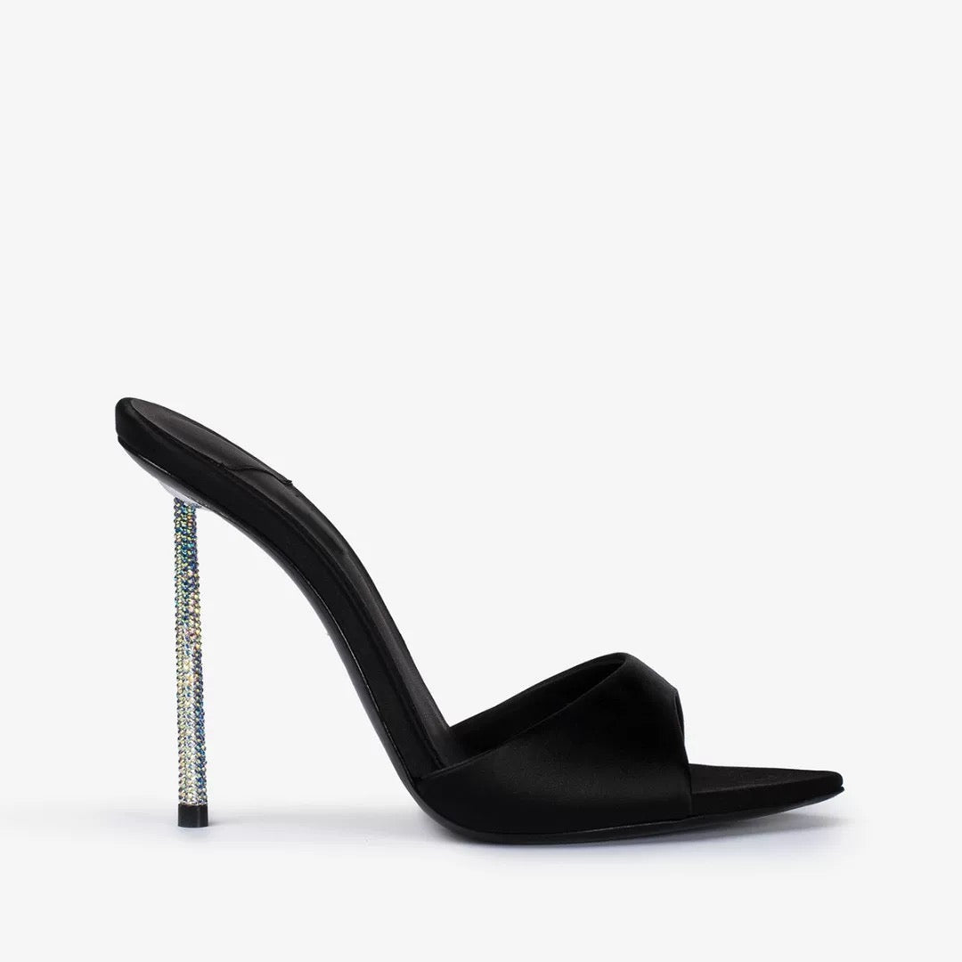 LIVE-Rhinestone high-heeled satin shoes