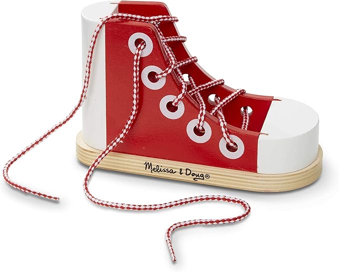 AA-139$-Deluxe Wood Lacing Sneaker - Learn to Tie a Shoe Educational Toy - Shoe Tying Practice For Kids