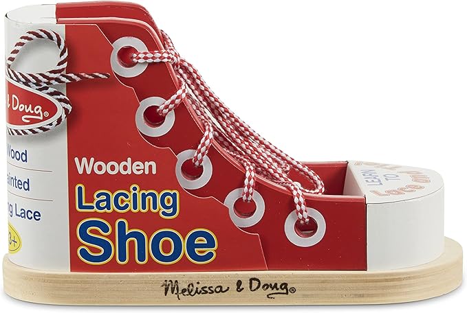 AA-139$-Deluxe Wood Lacing Sneaker - Learn to Tie a Shoe Educational Toy - Shoe Tying Practice For Kids