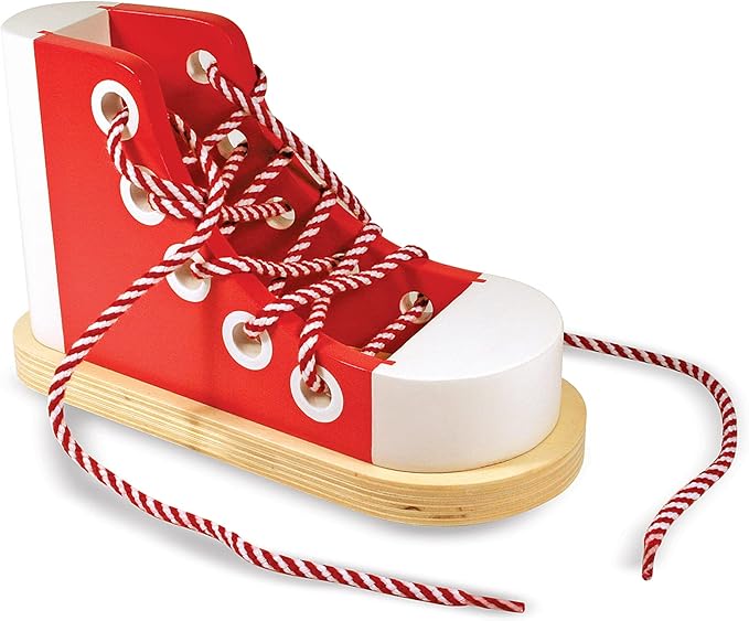 AA-139$-Deluxe Wood Lacing Sneaker - Learn to Tie a Shoe Educational Toy - Shoe Tying Practice For Kids