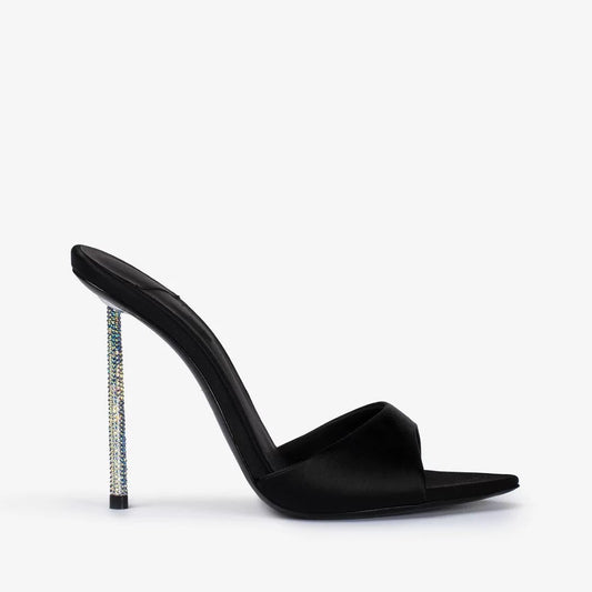 LIVE-Rhinestone high-heeled satin shoes