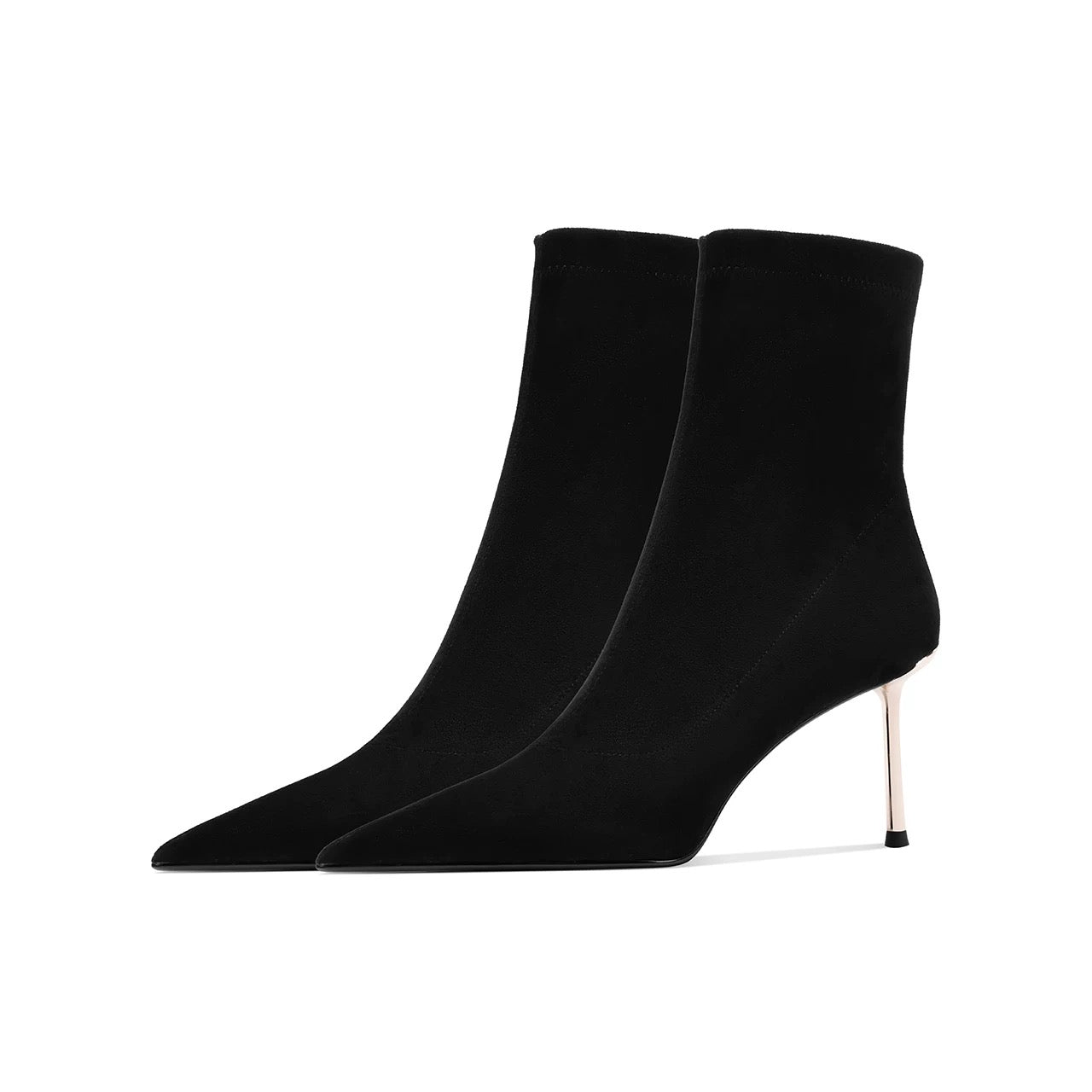 Real leather mental stiletto heels boots