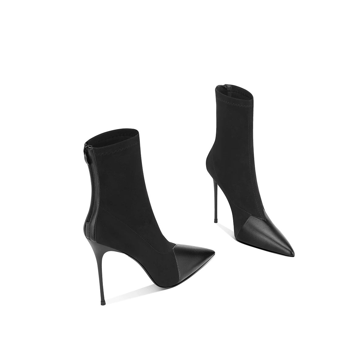 Lambskin pointed-toe high-heeled ankle boots