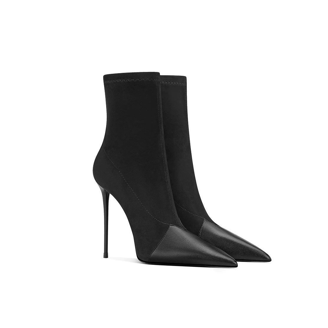 Lambskin pointed-toe high-heeled ankle boots