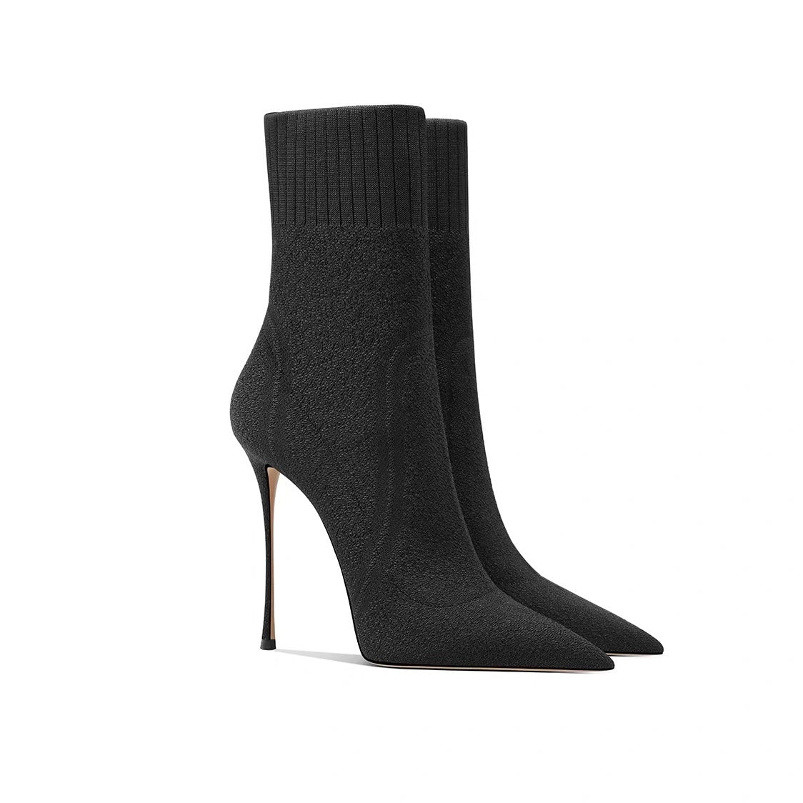 Black slimming stretch stocking boots