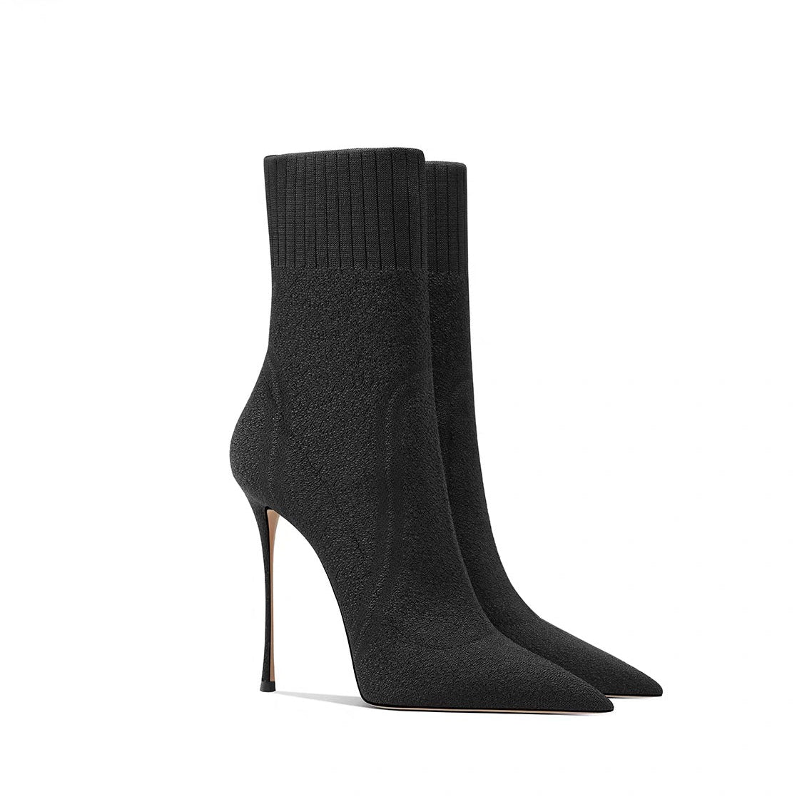 Black slimming stretch stocking boots